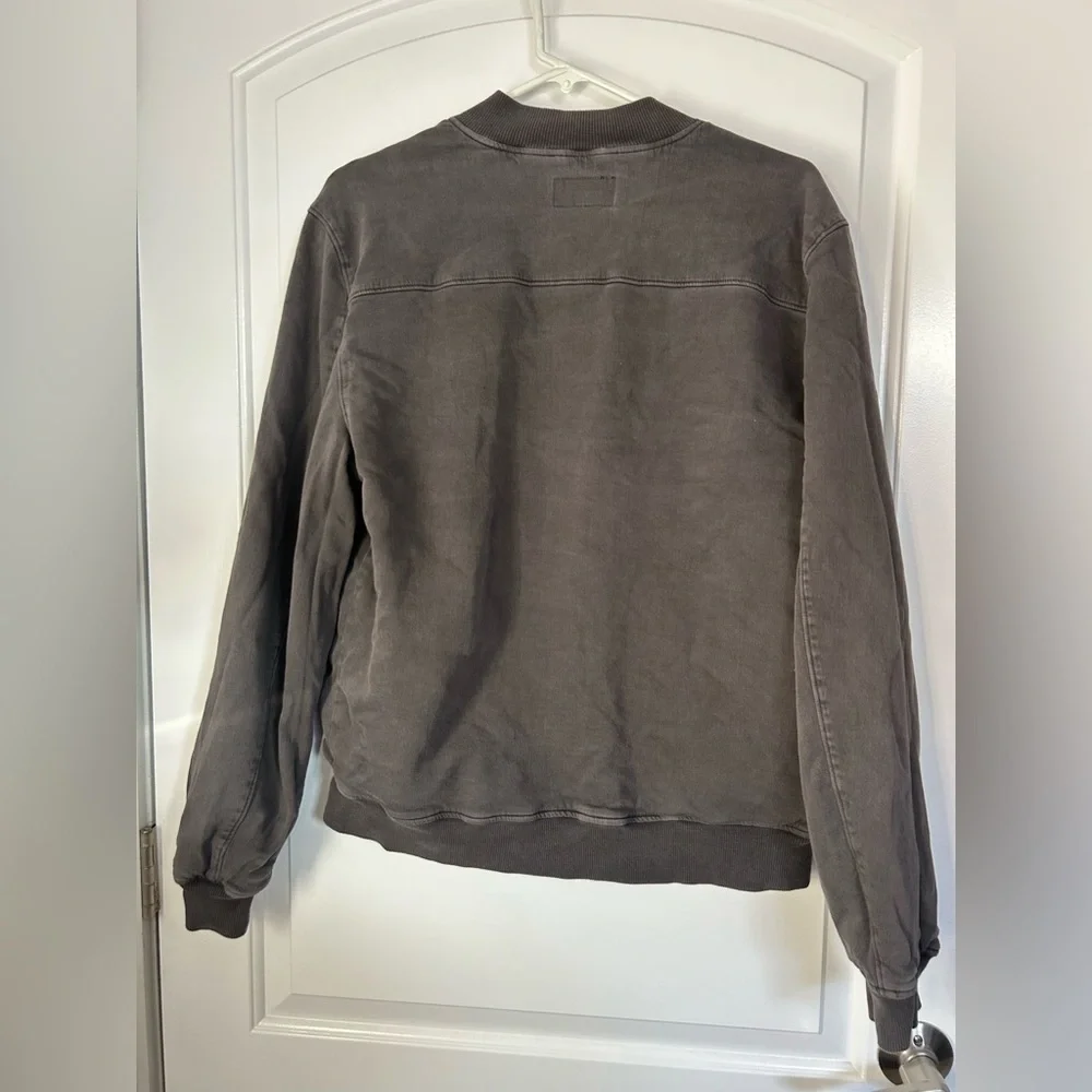 PAIGE Men's Hayward Bomber Jacket Vintage Grey Size Medium 90s Minimalist Boxy